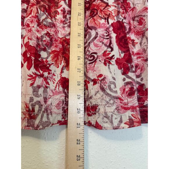 Gap Womens Midi Skirt Red White Floral Design Side Zipper Size 4 Casual Romantic - Picture 7 of 11